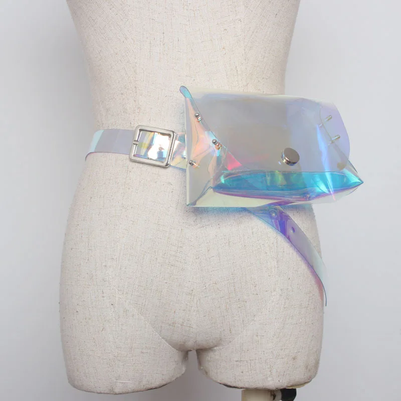 

PVC transparent illusion laser detachable mini waist belt bag female Trendy personality belt Girdle for fashion lady SLYB2303