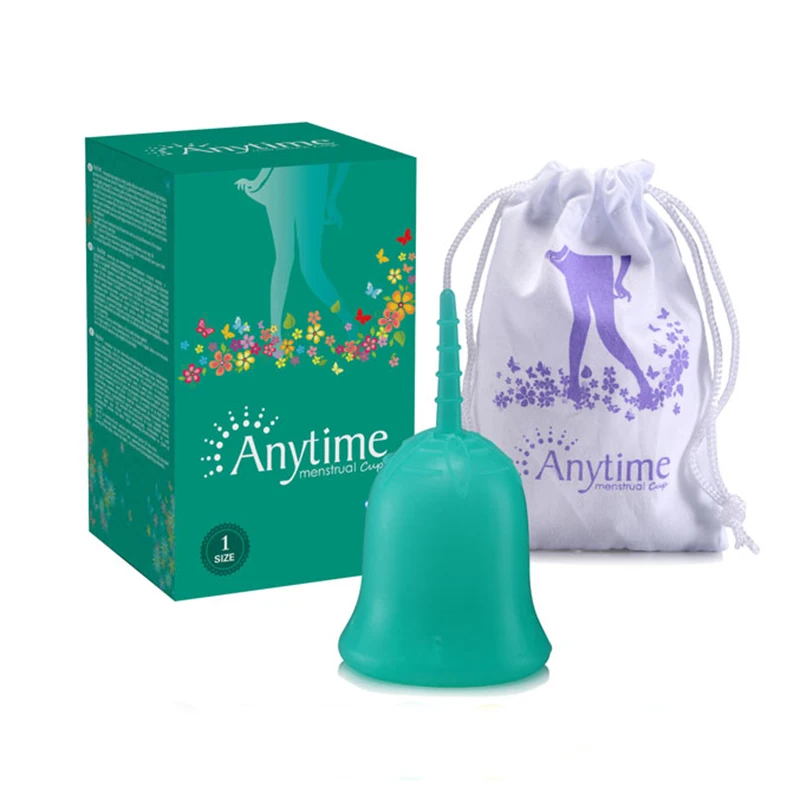 

Anytime Silicone Lady Menstrual Cups Green Small Large 2 Sizes Period Cups, Pink, purple, white, clear, blue, green, orange, red...