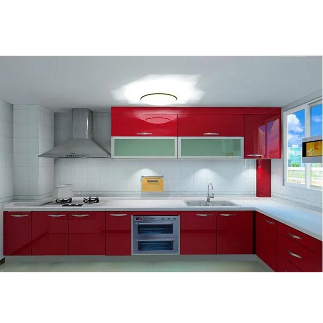 Elegant Red Pvc Kitchen Cabinet Buy Kitchen Cabinets Online Buy