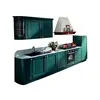 Acrylic Malaysia self assemble curved design kitchen cabinets with bright color