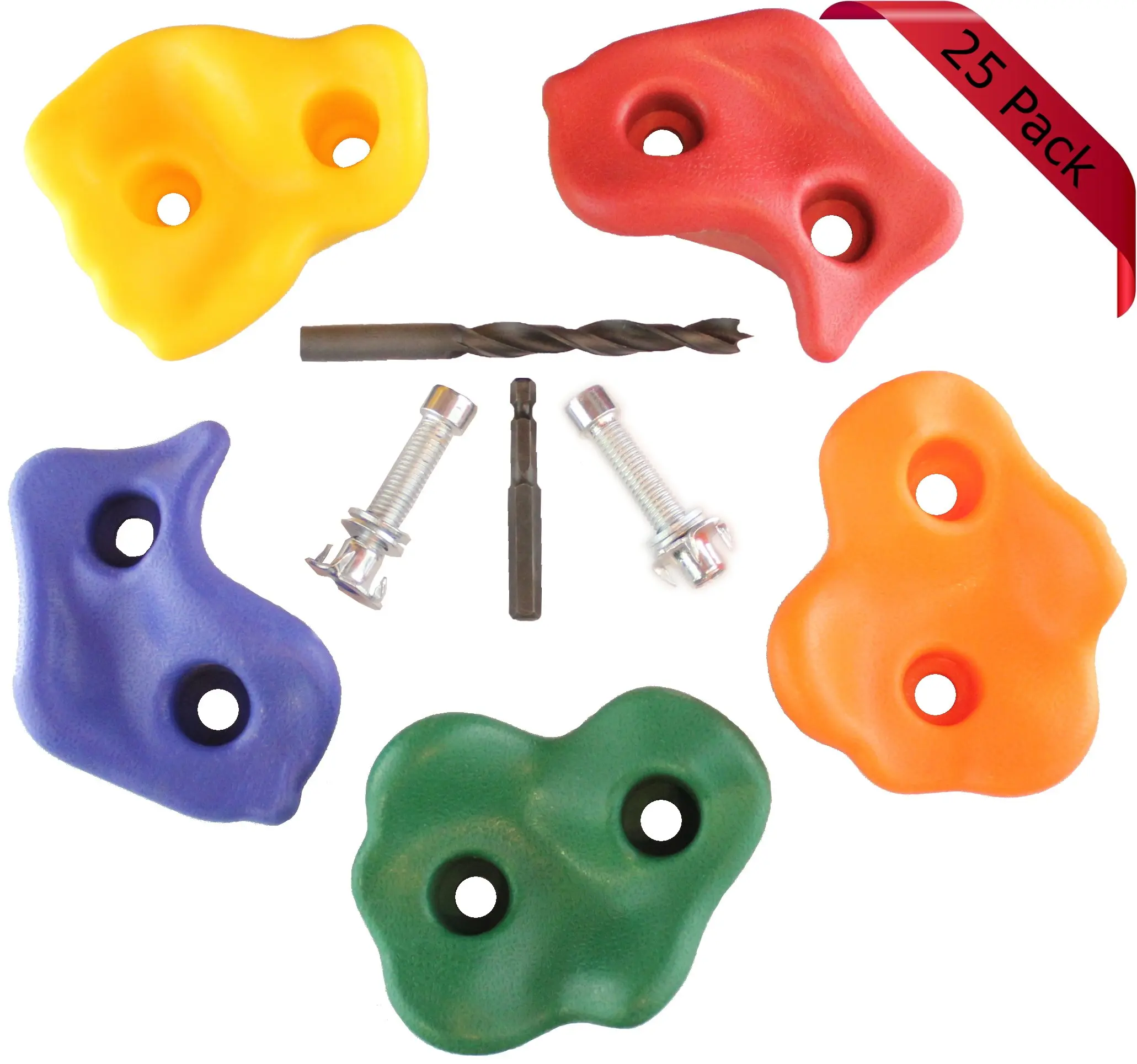 Odoland 20 Textured Rock Climbing Holds For Kids With Installation Hardware Set