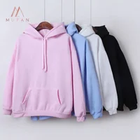 

Casual autumn oversize multi solid color long sleeve fleece hoodie for women