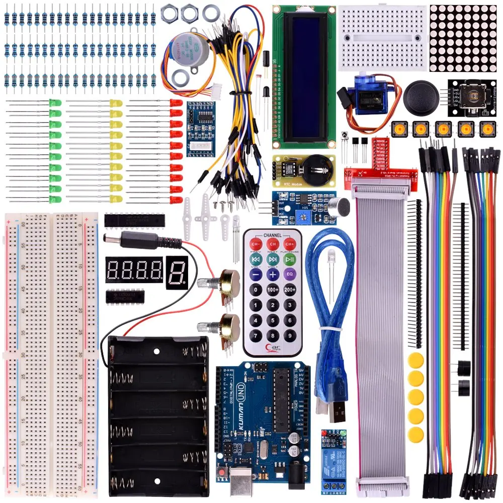 1 Digit 7-Segment Display Breadboard Resistance Card Frame Sensor UNIROI UNO Starter Kit for Arduino with Free Tutorials 147 Items with case 65 Jumper Wire and Buzzer UA002