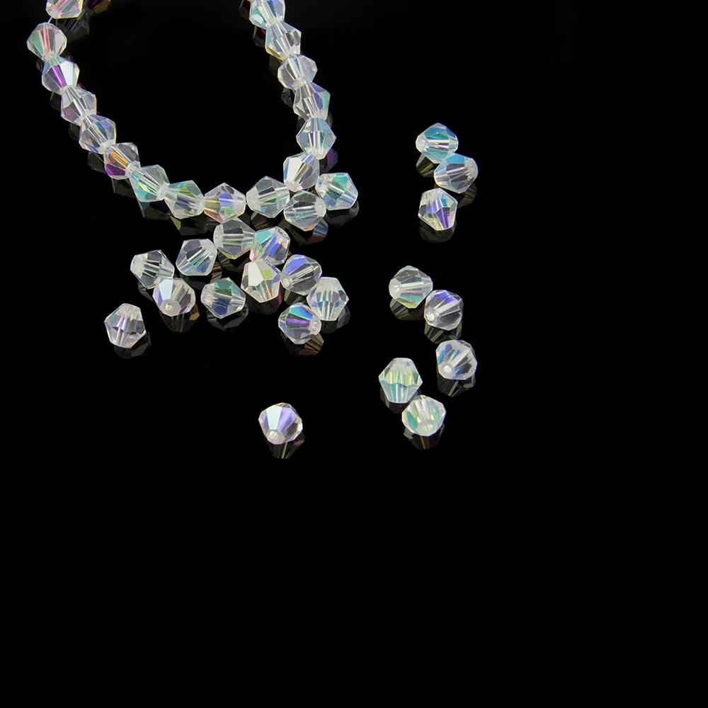 

China  Clear AB faceted Glass Bicone Beads Crystal Beads for Jewelry Making