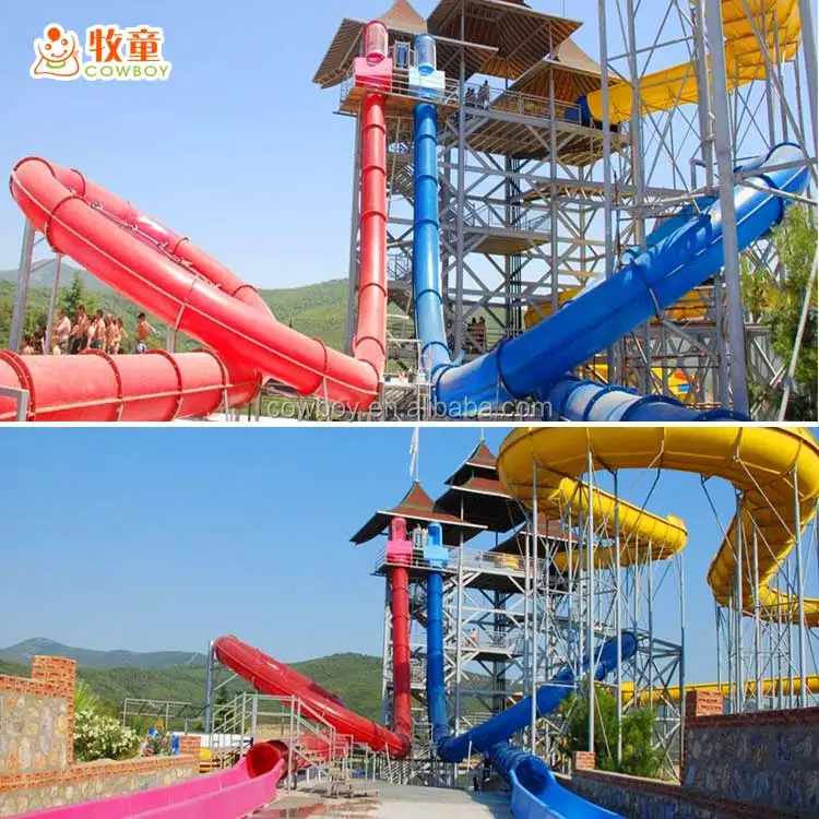 Fiberglass Water Park Equipment Big Aqua Loops Slides Launch Chamber