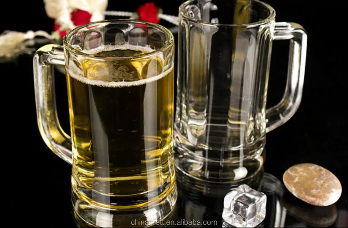 Crystal Glassware Manufacture 340ml German Beer Glass With Handle