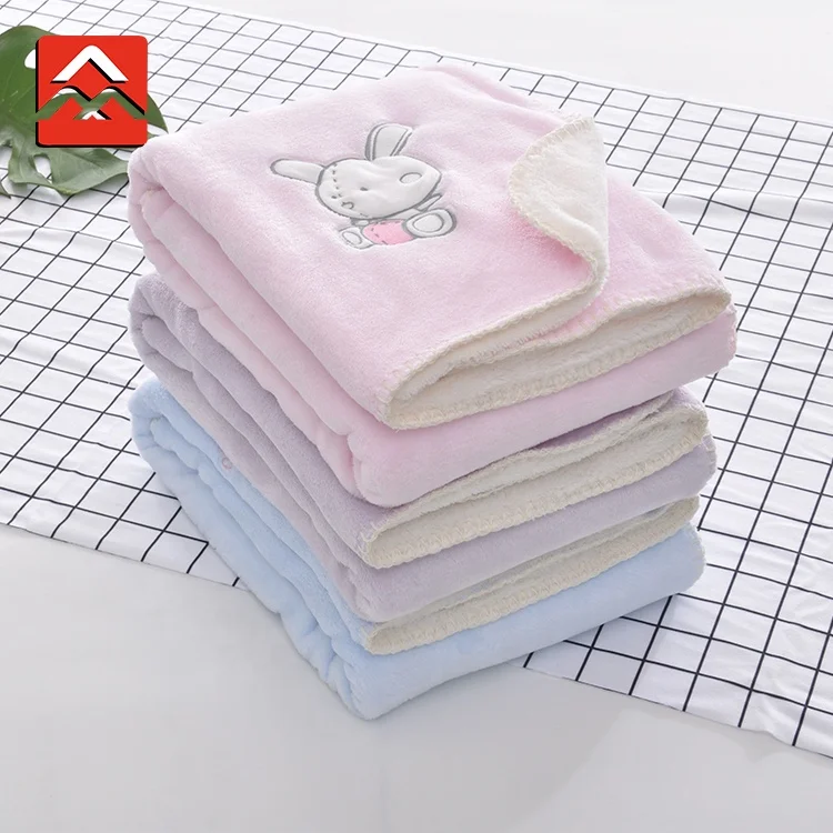 
Double Flannel Blanket Children Cartoon Embroidered Baby Blanket 