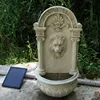 F811 lion head wall fountain solar water feature outdoor