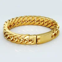 

Men Stainless Steel 14k Yellow Gold Plated Cuban Curb Link Chain Bracelet