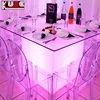 glass top led hard plastic cube table for wedding