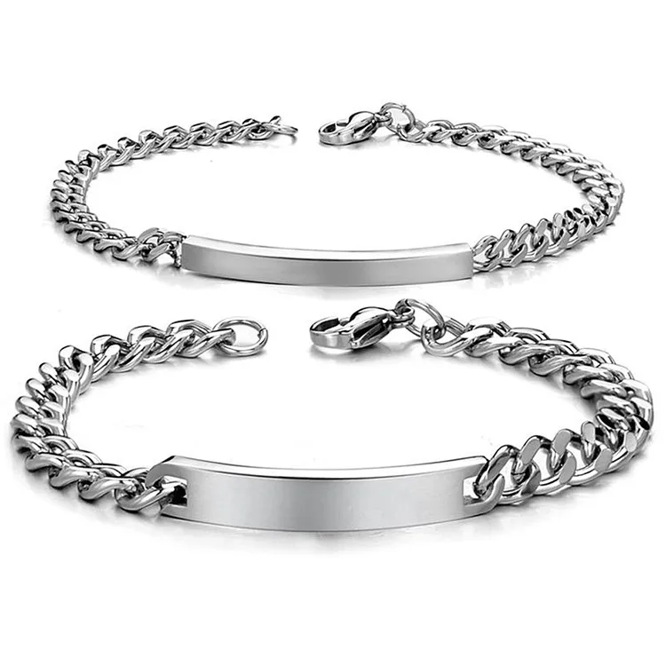 

Full stainless steel men women link chain romantic silver/gold plated couple bracelets