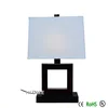 Metal base white lamp shade cube table light