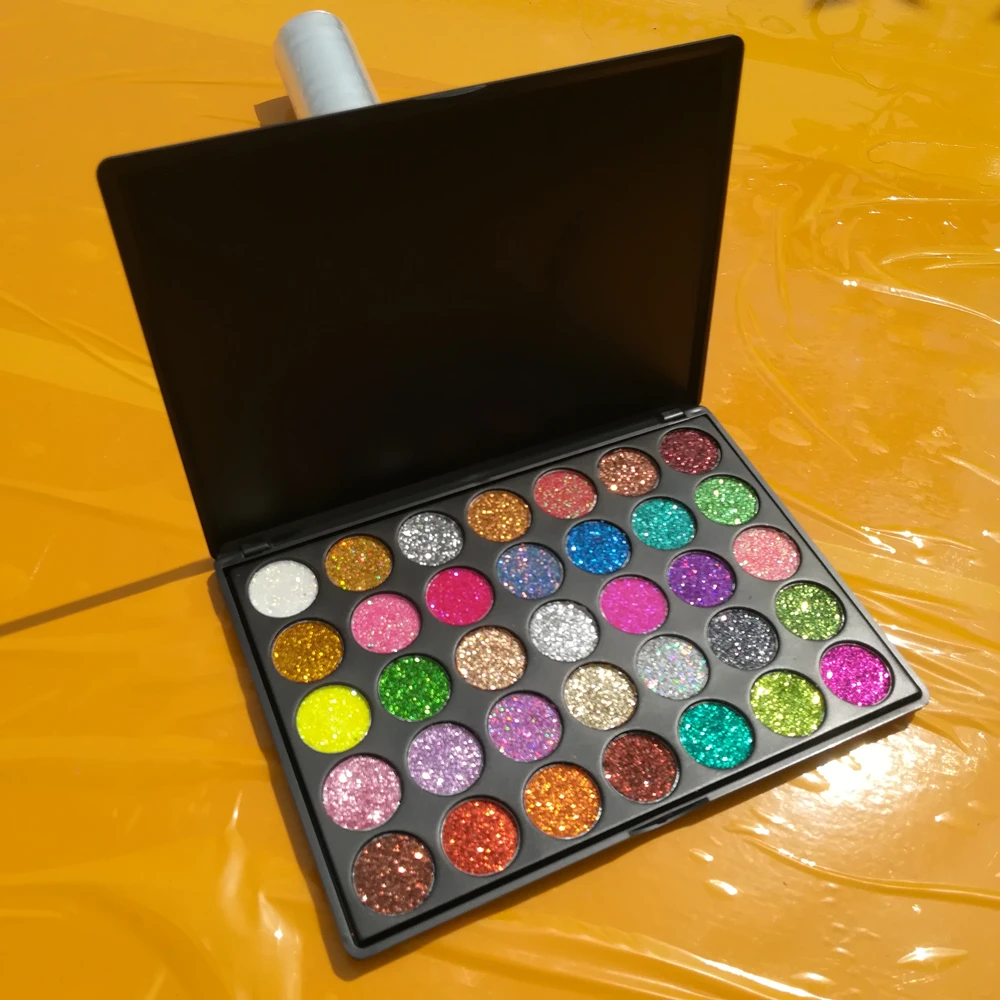 

Wholesale Glitter Makeup 35 Color Diamond Eyeshadow Palette Private Label