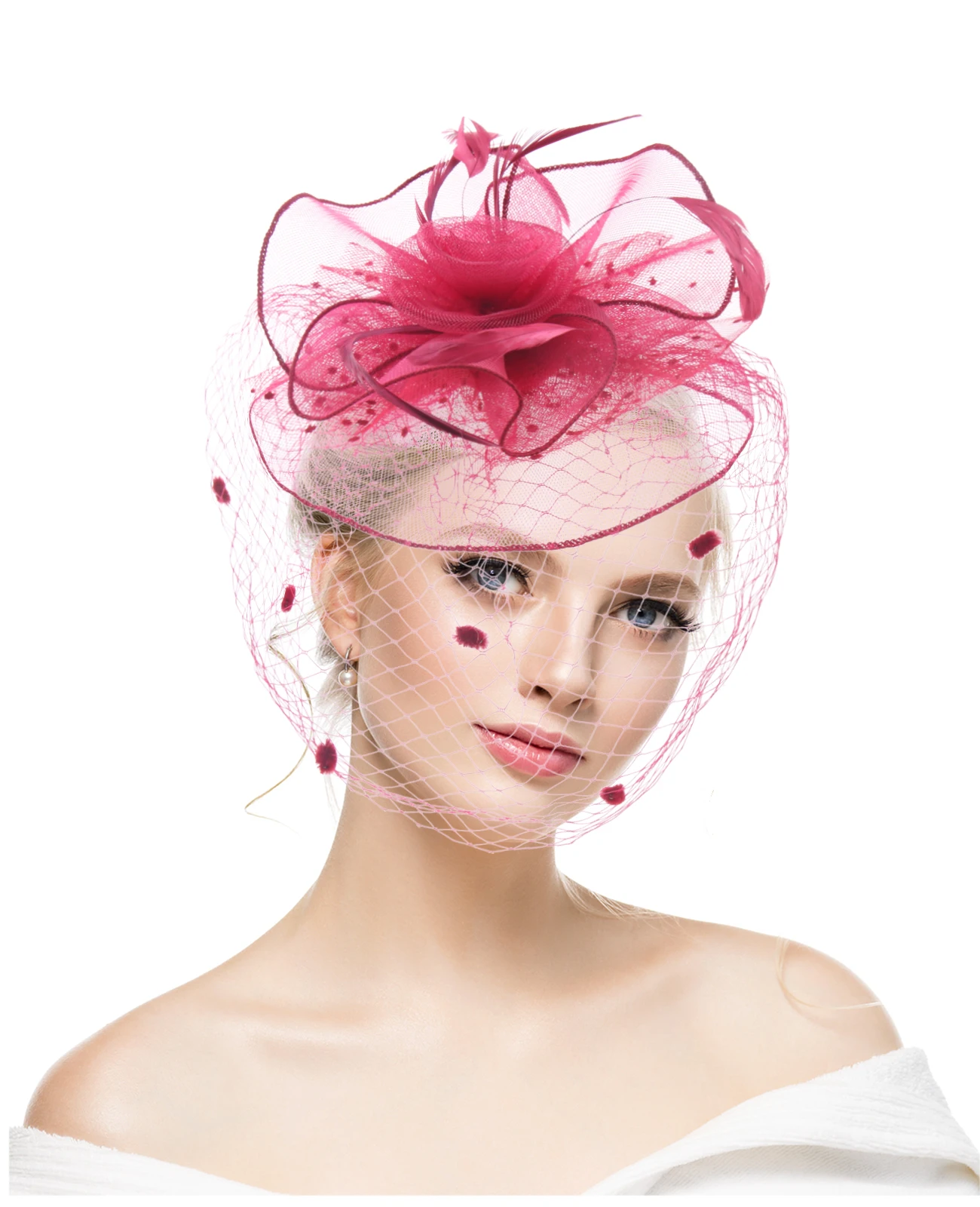 Mesh Feather Fascinator Hat Hair Clip Womens Hairpin Cocktail Party