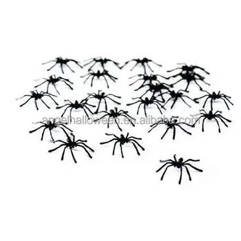 black plastic spiders