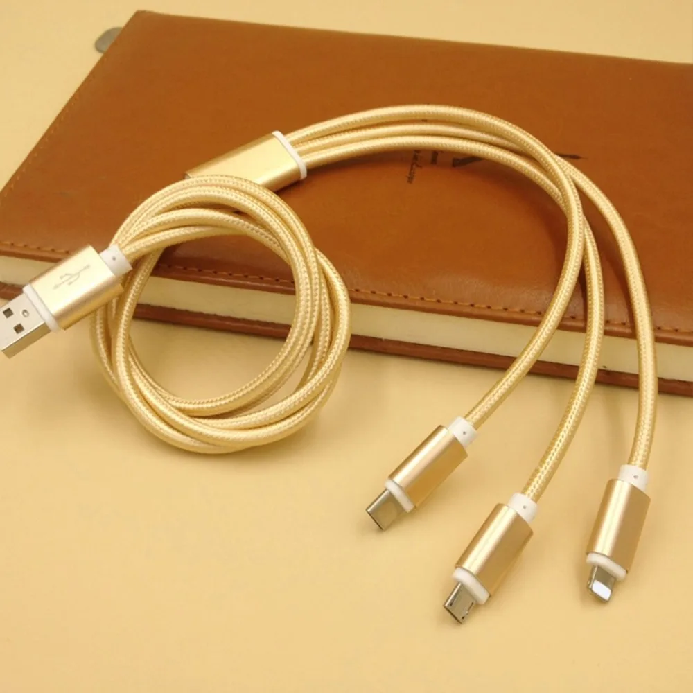 3 In 1 Nylon Cable,Quick Charge Usb Data Cable For Phone Buy Cable