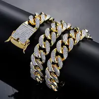 

18mm width 18inch 22inch Iced out Bling bling Copper Cuban Chain Hip Hop micro pave Chain Necklace Jewelry for men CN050