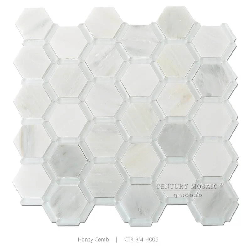 Super White Gl Mix Marble Hexagon Pool Mosaic Tile 1cm Thick Super White Gl Mix Marble Hexagon Pool Mosaic Tile 1cm Thick