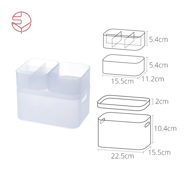 

SHIMOYAMA Folding Plastic Frosted Jewelry Makeup Organizer White Waterproof Cosmetics Storage Box Large Size 4 Suits, Clear