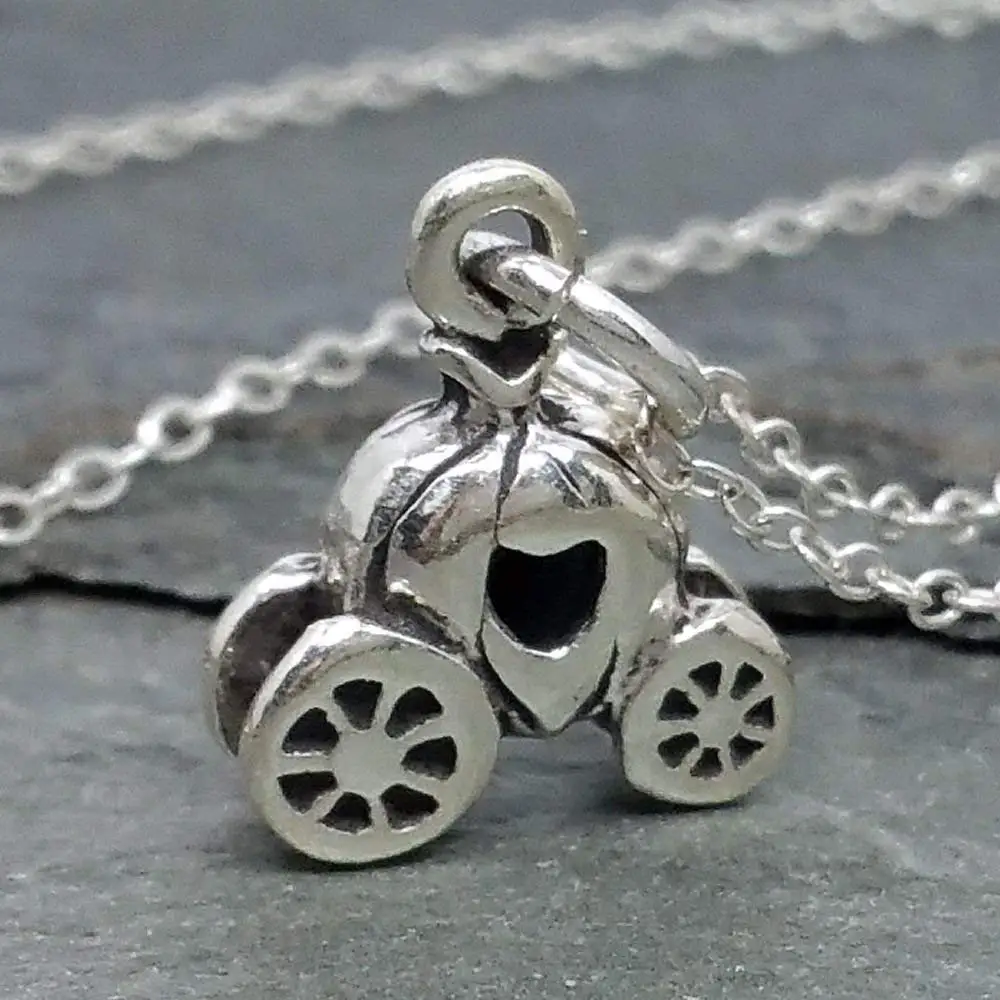 Pumpkin Carriage Necklace - 925 Sterling Silver