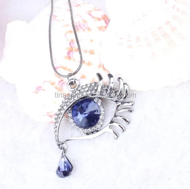 

Crystal eyelash Eye Angel Tear Sweater Chain Lady Necklace