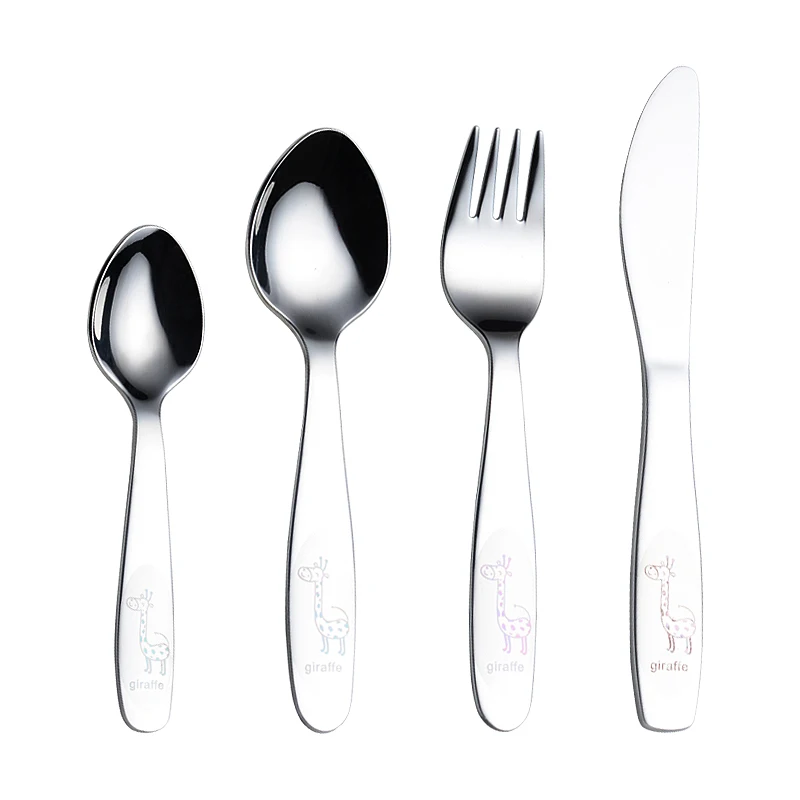 

Stainless steel 304 Children cutlery set knife fork spoon 4pcs gift box sets baby flatware set