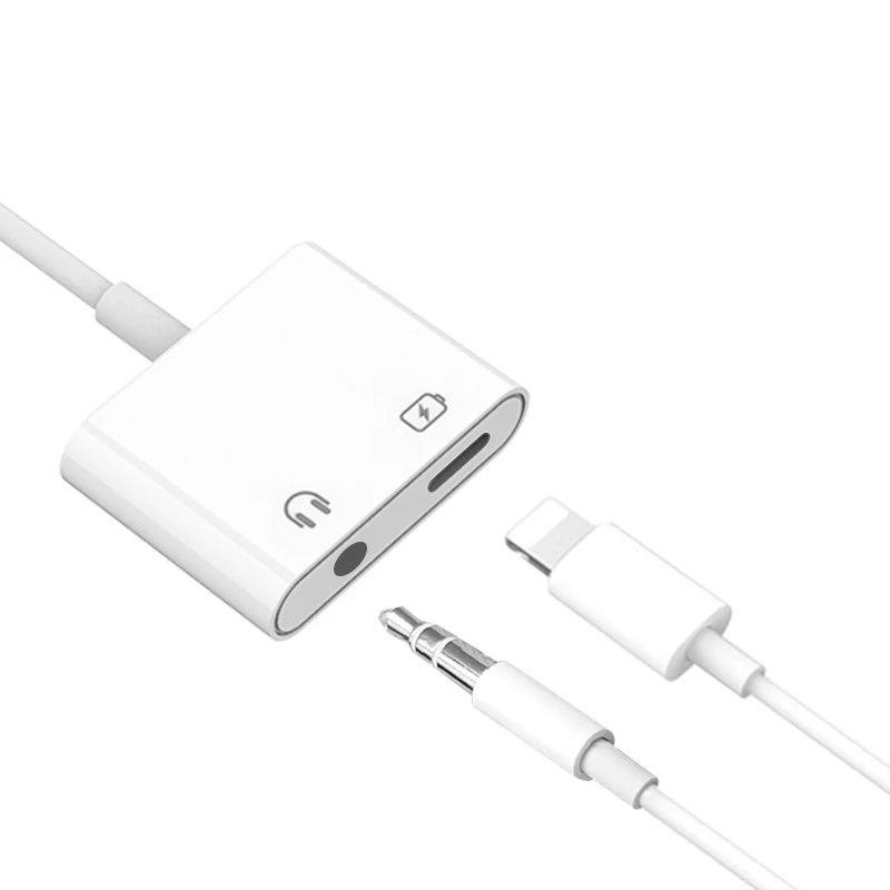 

2 in 1 Charger Adapter Cable For Iphone 7/7plus/8/8plus/X Headphone jack adapter charger IOS 12 newest, White