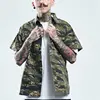 Wholesale military Camouflage printed style multi-pocket short-sleeve man shirt