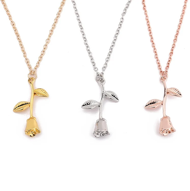 

2018 Latest Design Metal Rose Flower Pendant Necklace