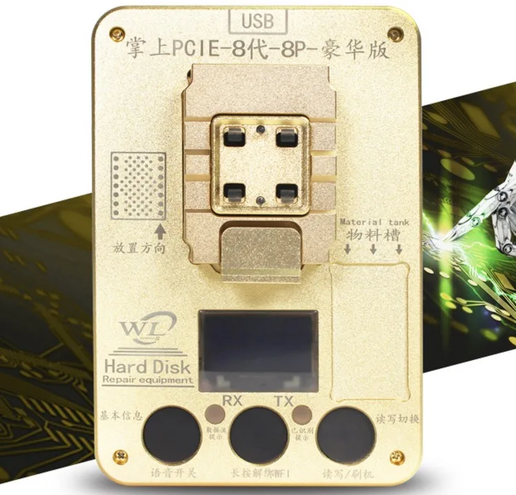 

WL Newest NAND Flash IC Programmer For Phone 8/8P/X Hard Disk Test Tool ERROR Repair HDD Chip Serial Number, Gold