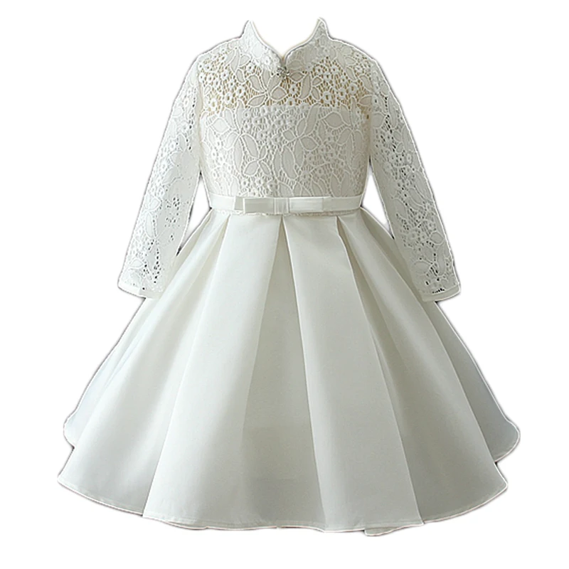 

2019 stylish chinese design unique autumn white flower children muslim bridal wedding girls party dresses