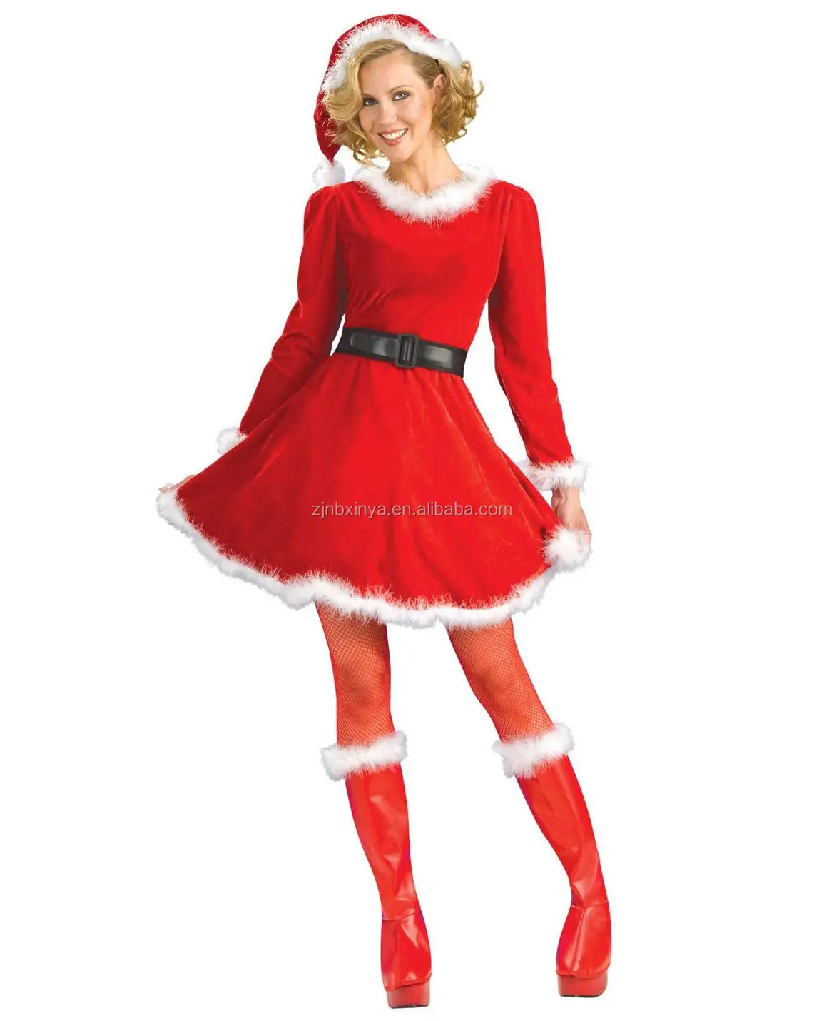 Ladies Miss Santa fancy dress costume Womens Christmas Outfit Sweet Mrs Claus