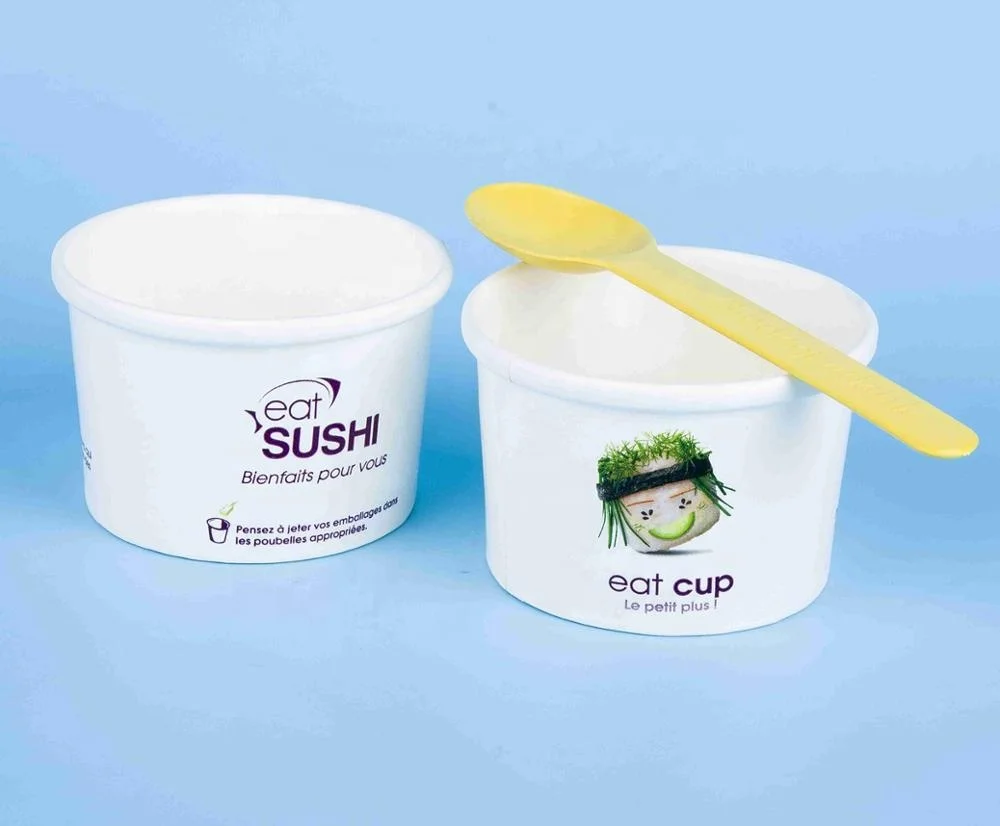 12oz Disposable Printed Frozen Yogurt Paper Cup With Lid And Spoon ...