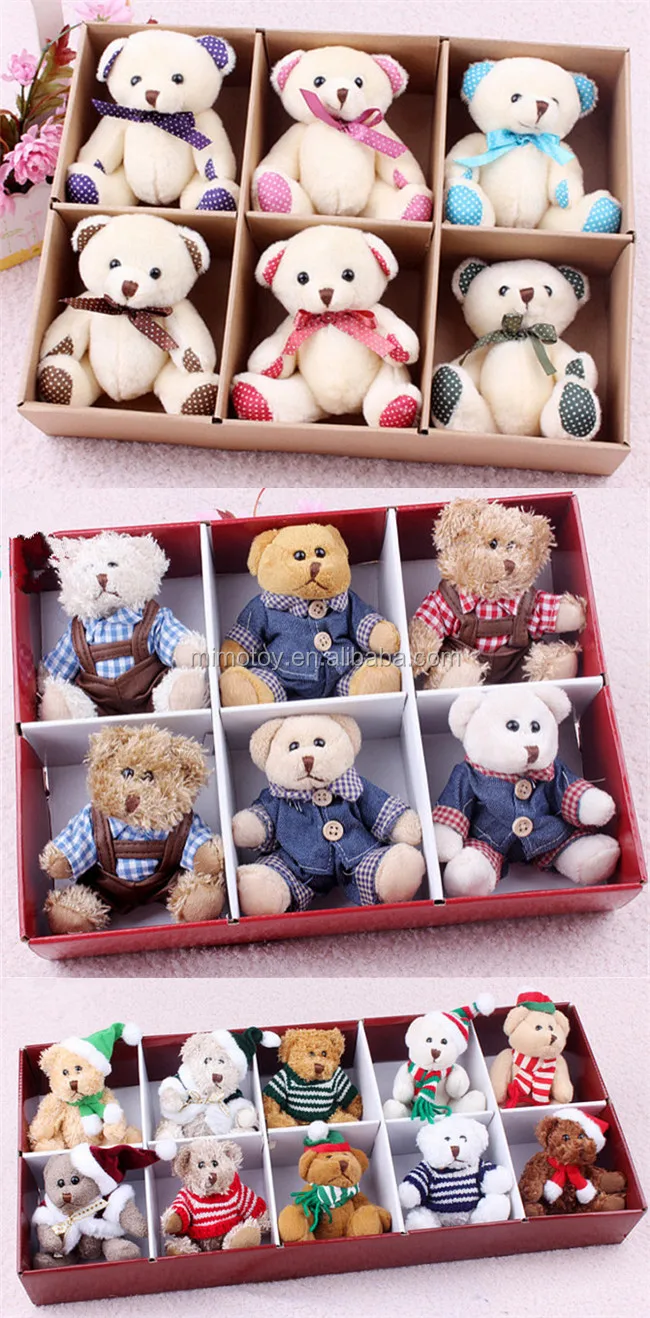10 Pack New Christmas Gift Set Soft Toy Mini Teddy Bear Keychain