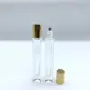 10ml long and thin clear square glass metal roller bottle with aluminum lid
