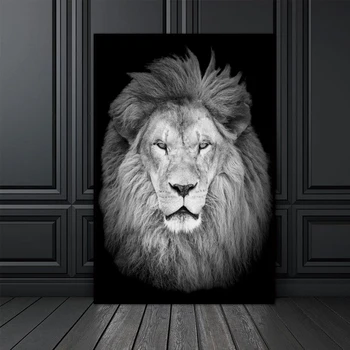 Modular Canvas Wall Art Print Poster Black White Animal Picture Lion Modular Canvas Wall Art Print Poster Black White Animal Picture Lion Painting