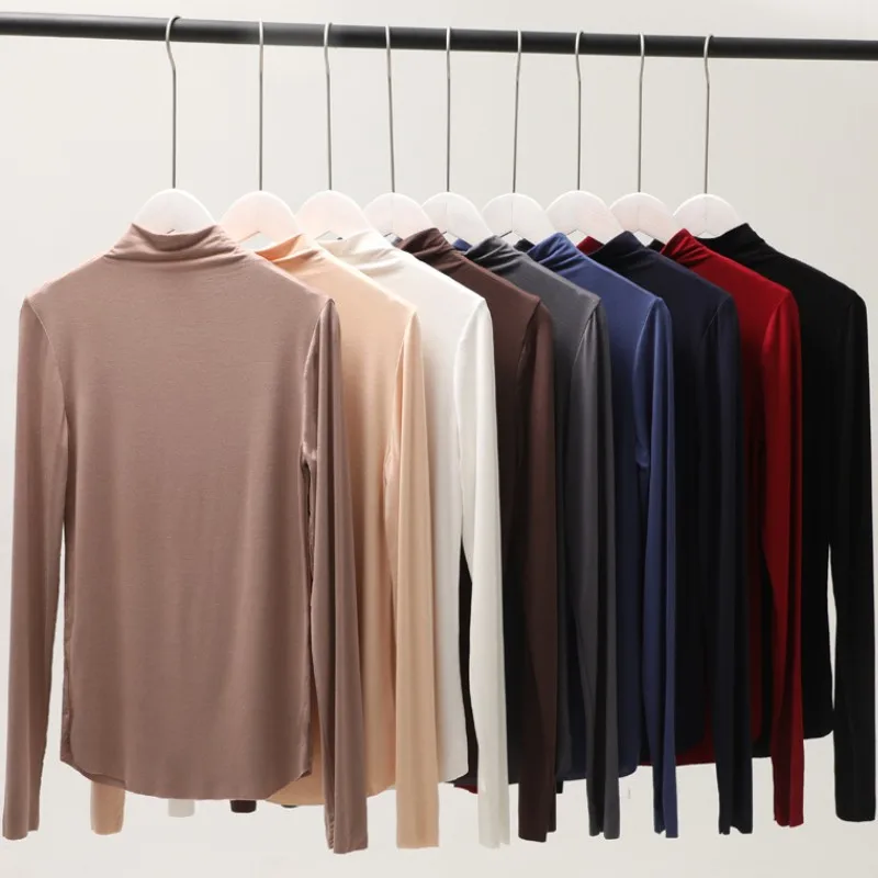 

YSMARKET 9 Color Slim Fit Turtleneck Tops Women Spring Autumn Casual Cotton Female Clothes Club Tight Sexy T Shirts EGG0037