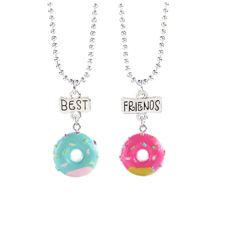

Wholesale New Design Children Necklace Jewelry For Kids Donuts Cute Best Friends Necklace For Girls Candy Jewelry, As pictures show