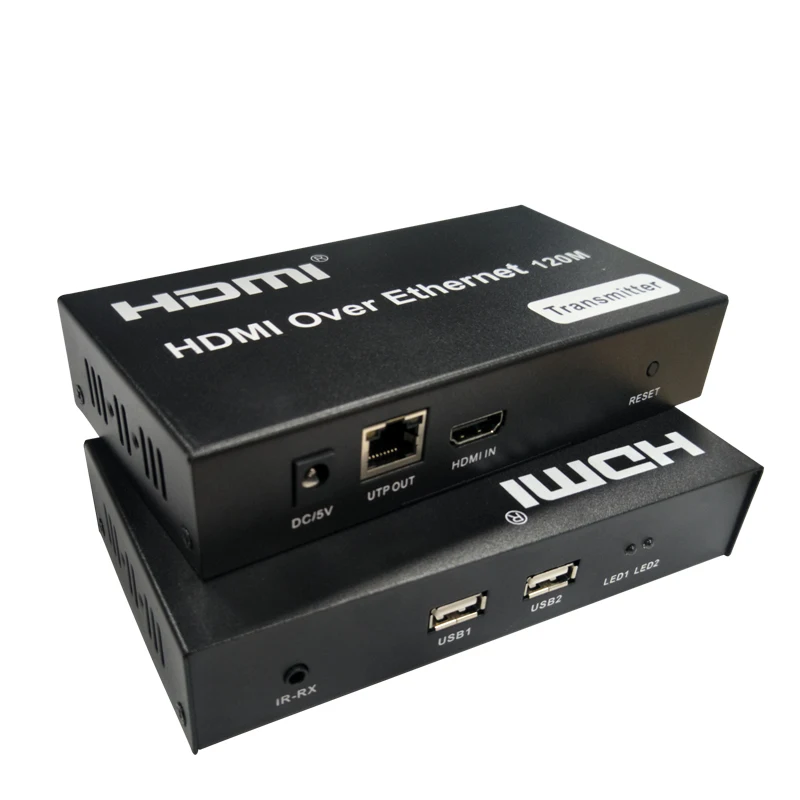 

120M Ir Video Hdmi Extender for Ethernet Lan Ip Tcp Over Cat6 Cat5E X1 Rx Tx 120M usb extender, Black