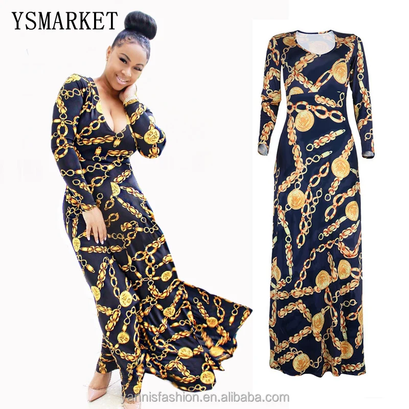 

YSMARKET Hot Sale New Fashion Design Traditional African Clothing Print Dashiki Nice Neck African Dresses for Women EK8155