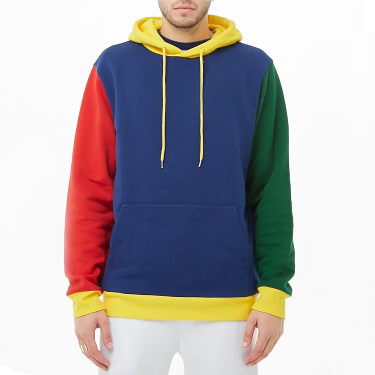 men color block hooded sweatshirt