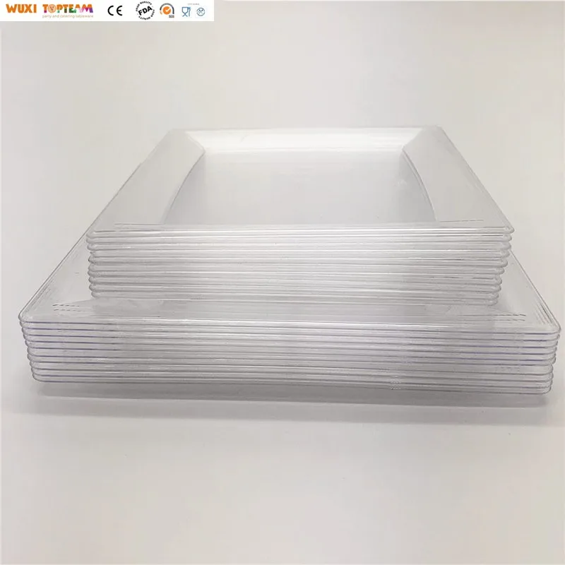 9" Clear Dinner Plate Square Plastic Plate Plastic Elegant Plates For