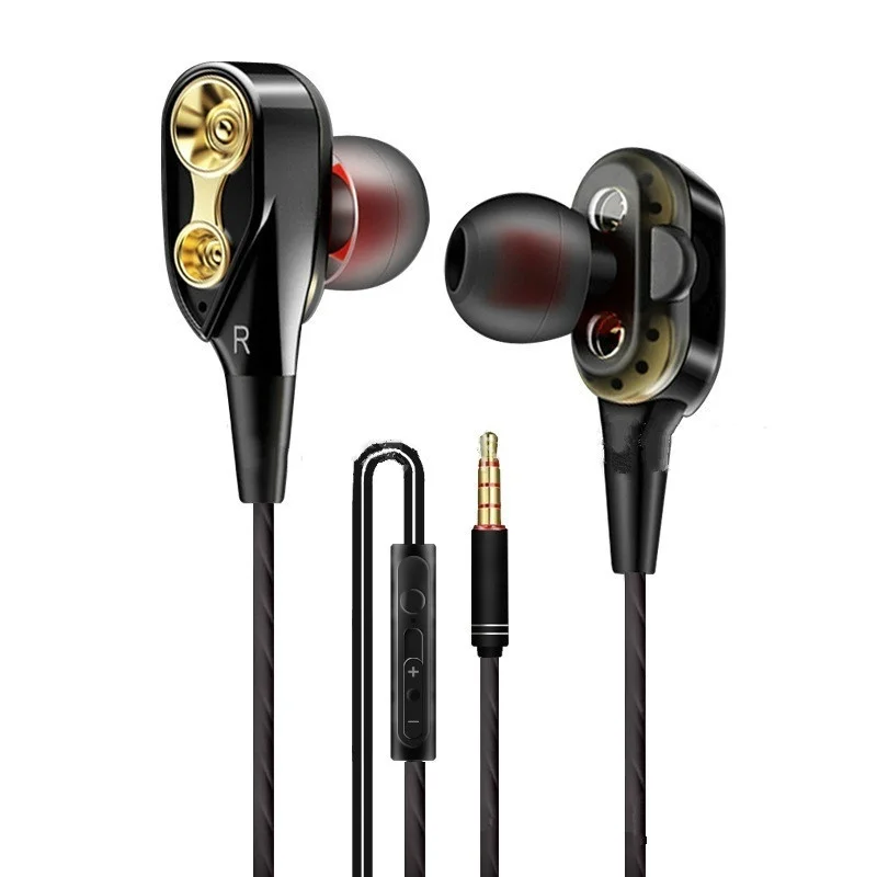 

Four Drive Wire headphone High Bass 4D Stereo In-Ear earphone with Microphone wired headset