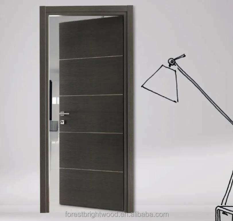 Flush Wood Door Design With Aluminum Strips Decoration Buy
