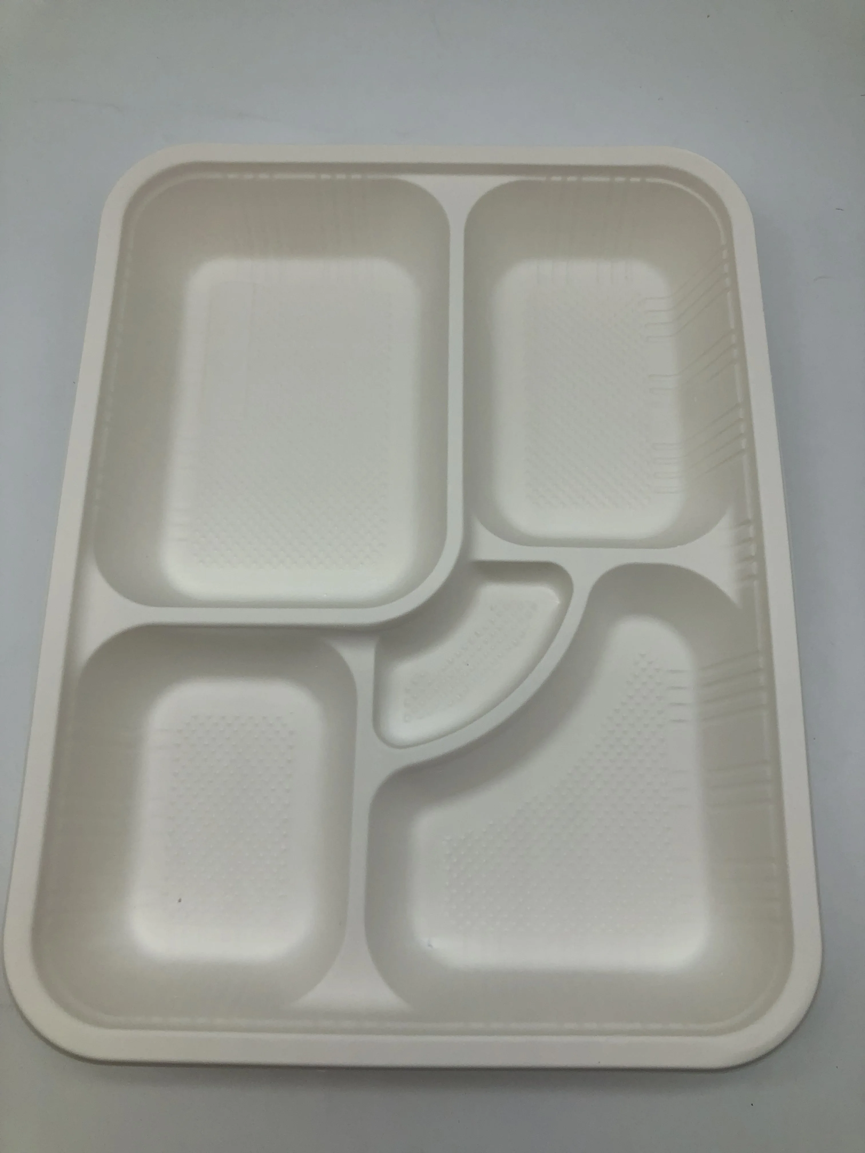 Eco Friendly Biodegradable Rectangle Food Plate 5 Compartment