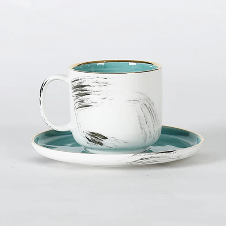 Wholesale tableware hand painted decorative cheap porcelain pasta plates with gold line