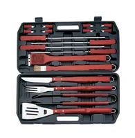 

Amazon Top Barbecue Grill Set Cleaning Brush Private Label BBQ Tool Box Grill Tongs Portable Tools Box Set