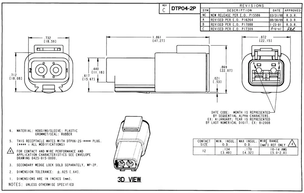 MACHSWON Kit Di Connettori DTP Deutsch DTP A 2 Pin Impermeabile - 4