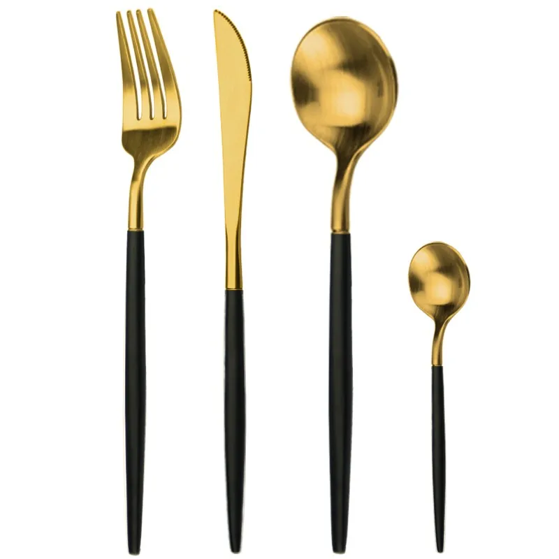 

Elegant Pink Gold Silver Stainless Steel Flatware Set gold plated Cutlery for wedding, Gold;rose gold;copper;brass;white;black;rainbow