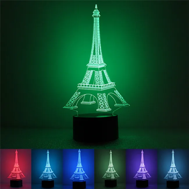 Bedroom 3D illusion Night 7 color change switch decor table desk LED light